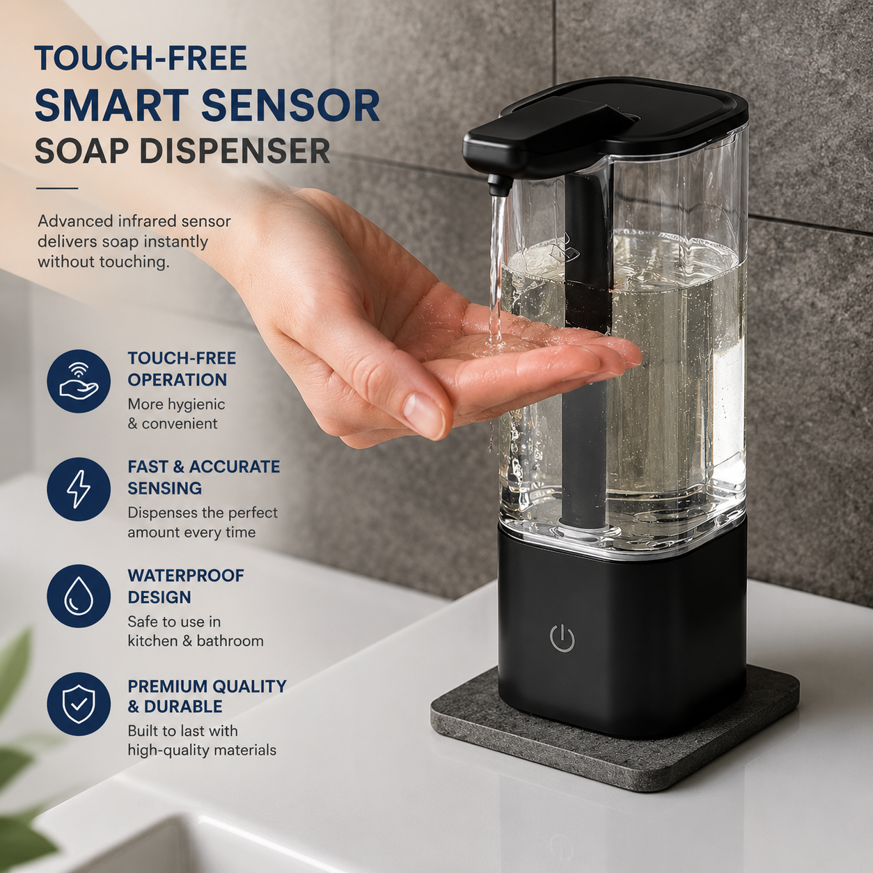 Automatic Sensor Soap Dispenser Rechargeable Touch-Free Liquid Dispenser
