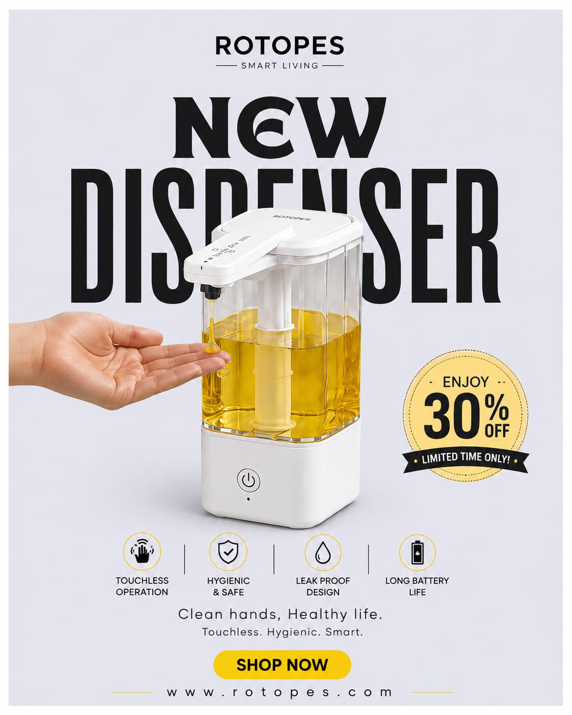 Touch-Free Smart Sensor Soap Dispenser - Wave to Dispense
