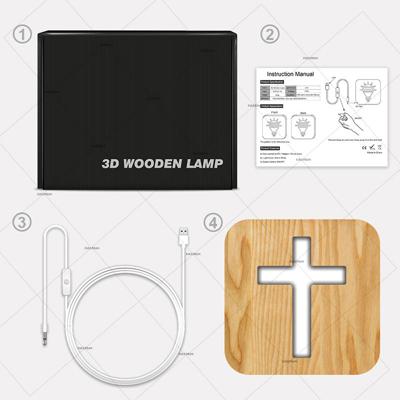 FaithGlow - Solid Wood Cross LED Night Lamp