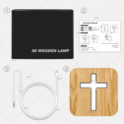 FaithGlow - Solid Wood Cross LED Night Lamp